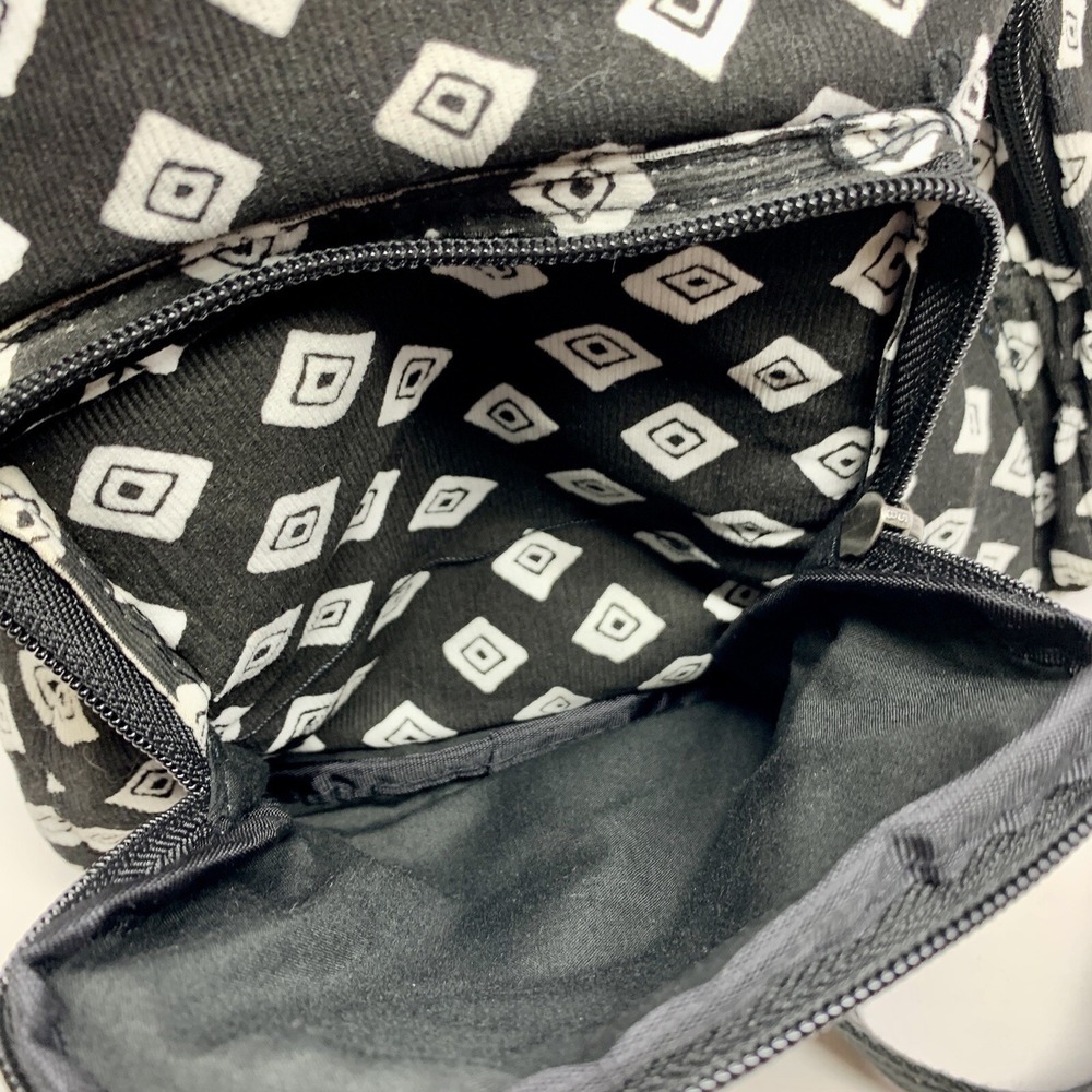 Volcom Cruz Messenger Shoulder Bag Purse Black & White Diamond Corduroy - Picture 7 of 16